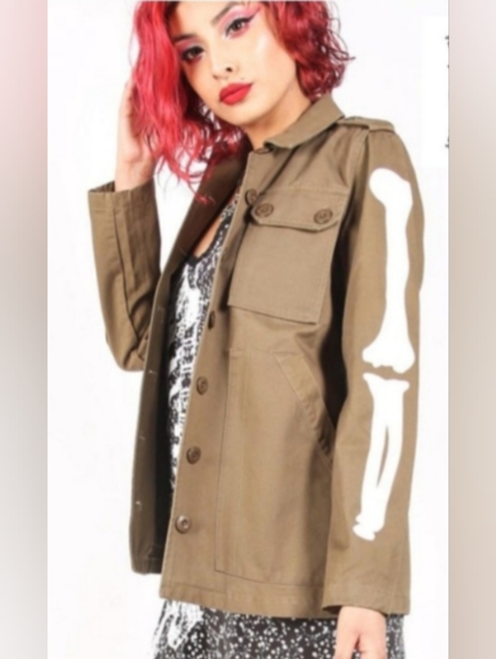 Iron Fist Bone In Military Jacket 90s Y2K Grunge Goth Horror Halloween